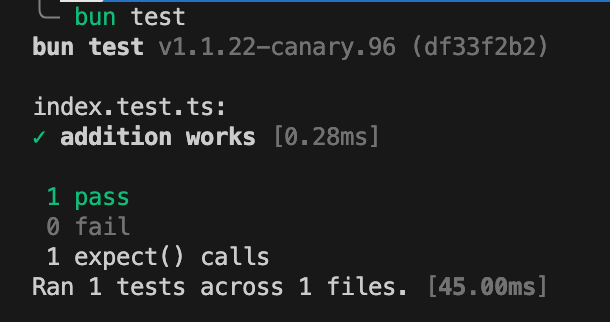 bun js first test